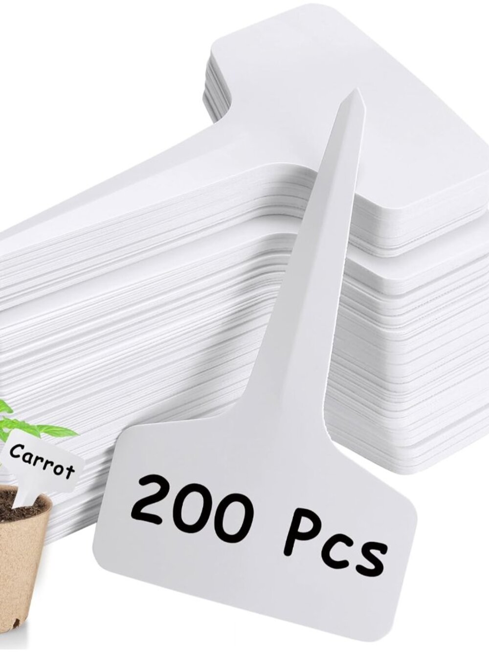 200 PCS Plant Labels T-Shape, 4 Inch Potted Plant Name Tags Plastic, White
